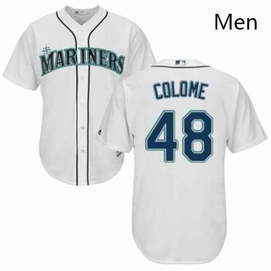 Mens Majestic Seattle Mariners 48 Alex Colome Replica White Home Cool Base MLB Jersey